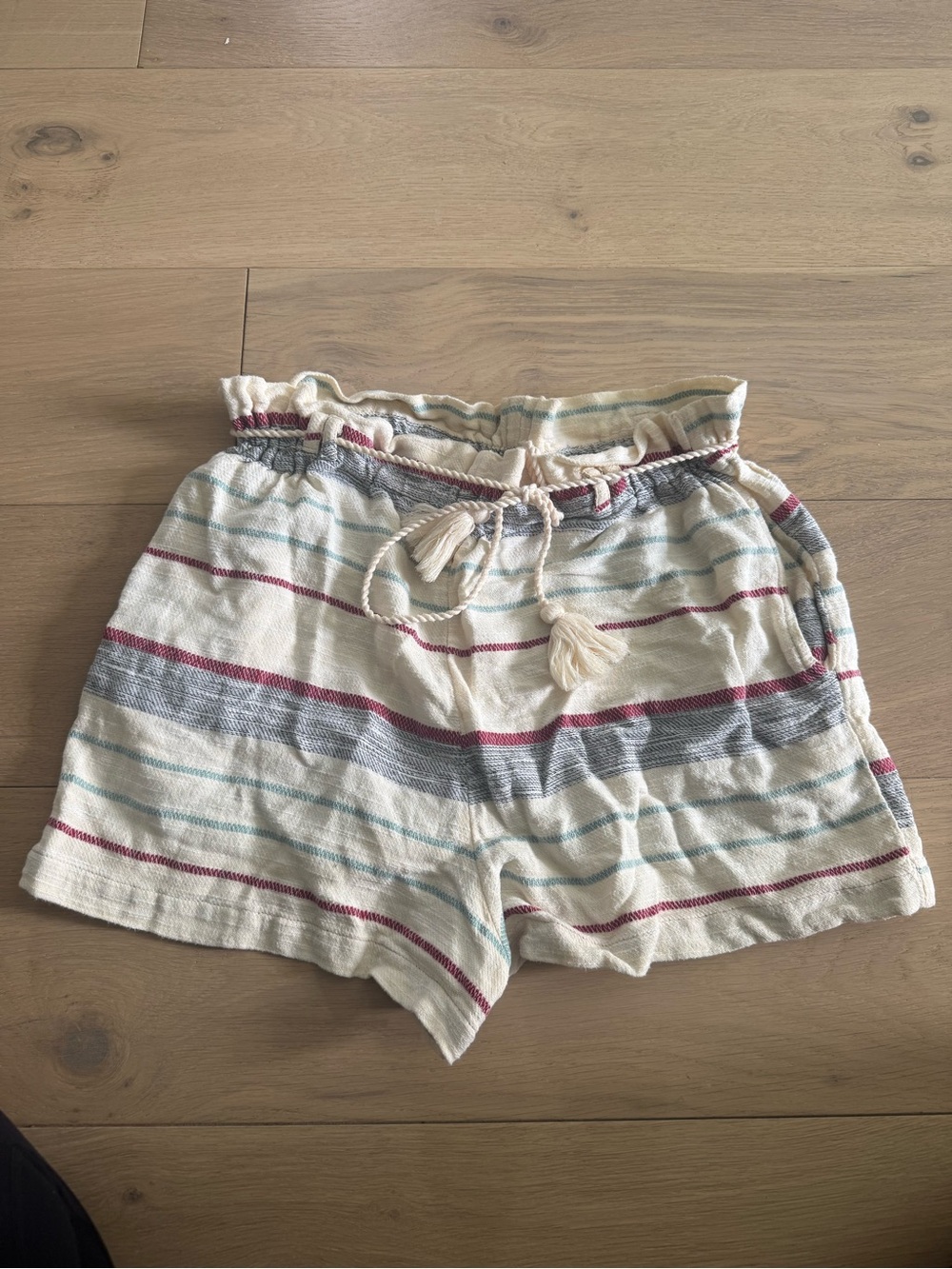 Urban Outfitters Cotton Striped Tie Shorts - Medium